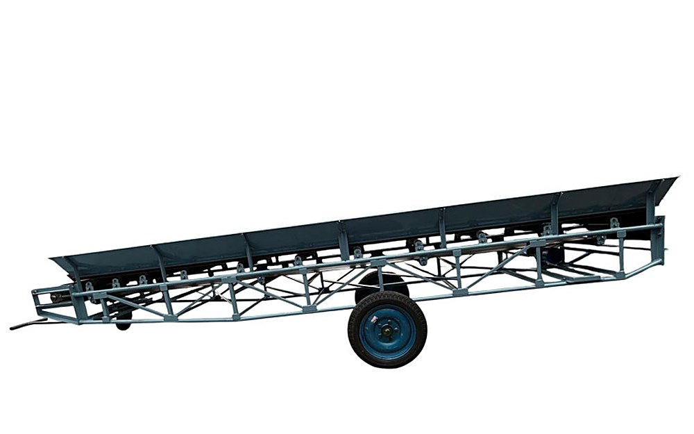 Portable belt conveyor unit on tyres